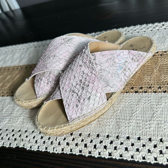 Anthropologie KMB Snake Print Espadrille Slide Sandals - Picture 5 of 14